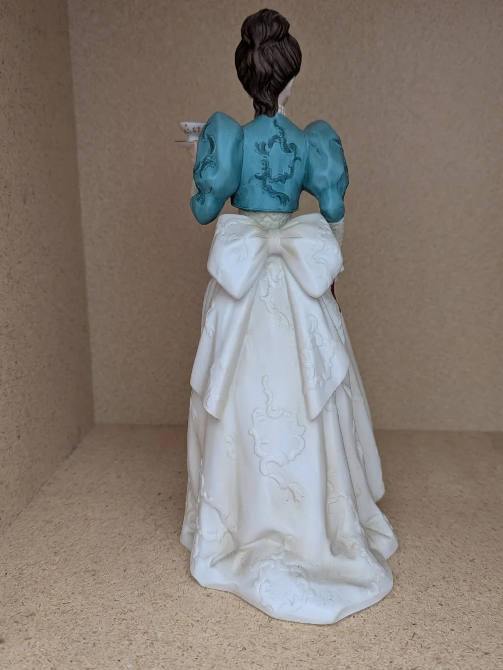 Porcelain Victorian Lady Figurine in Teal and White